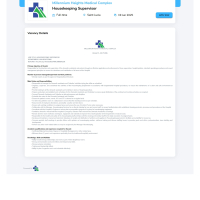 Millennium Heights Medical Complex: Housekeeping Supervisor